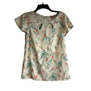 ModCloth Blouse Floral Medium Flutter Sleeve Top